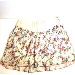 Urban Outfitters Kimchi Blue Boho Skater Skirt Size 2 Zip Ivory Floral Lined